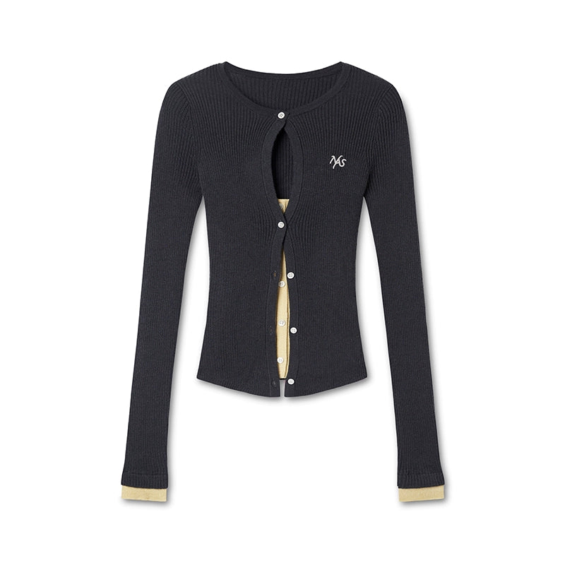 Fake Two-Piece Perth Knit Cardigan - CHINASQUAD