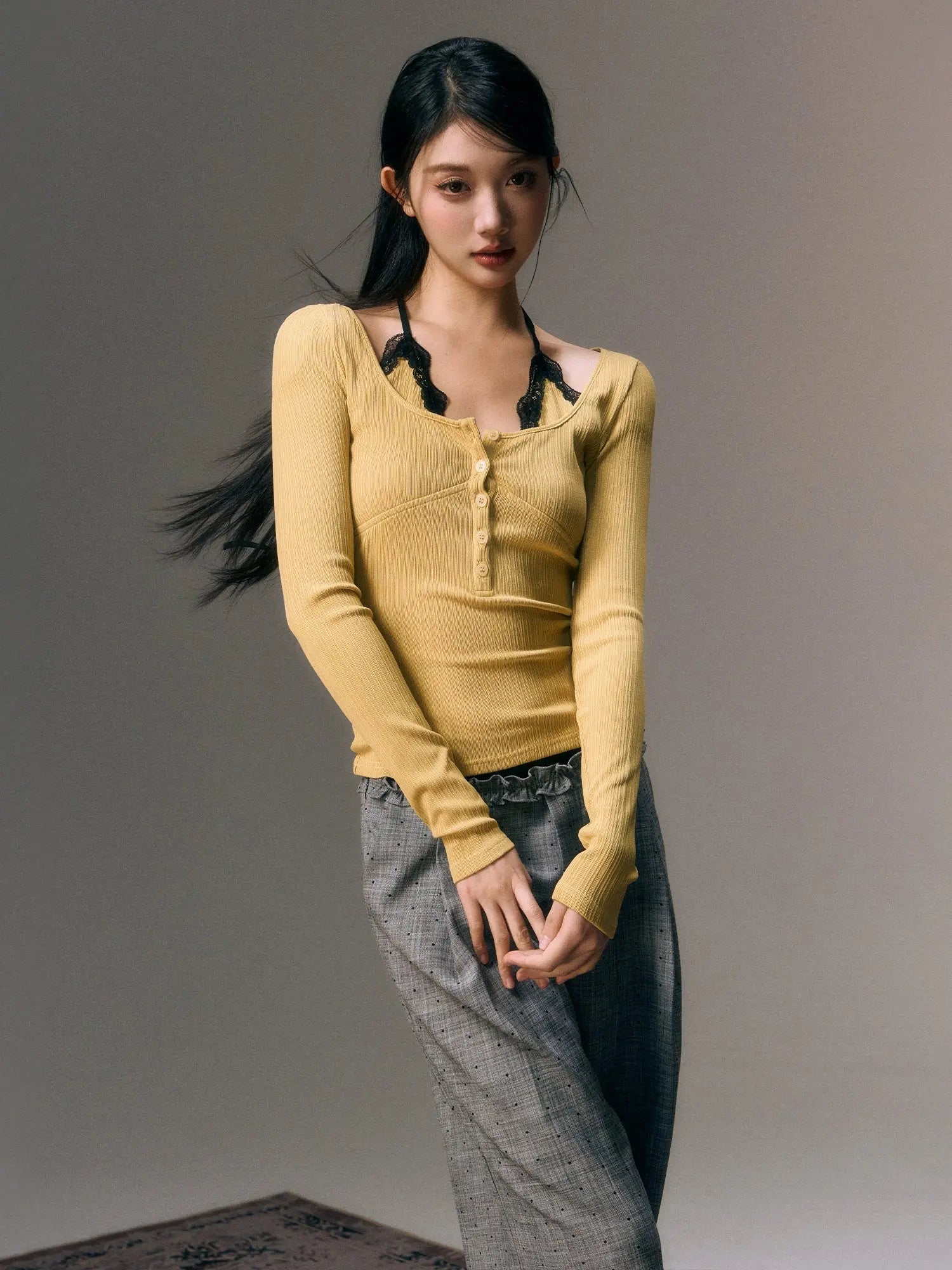 Lace Patchwork Halter Blouse - CHINASQUAD