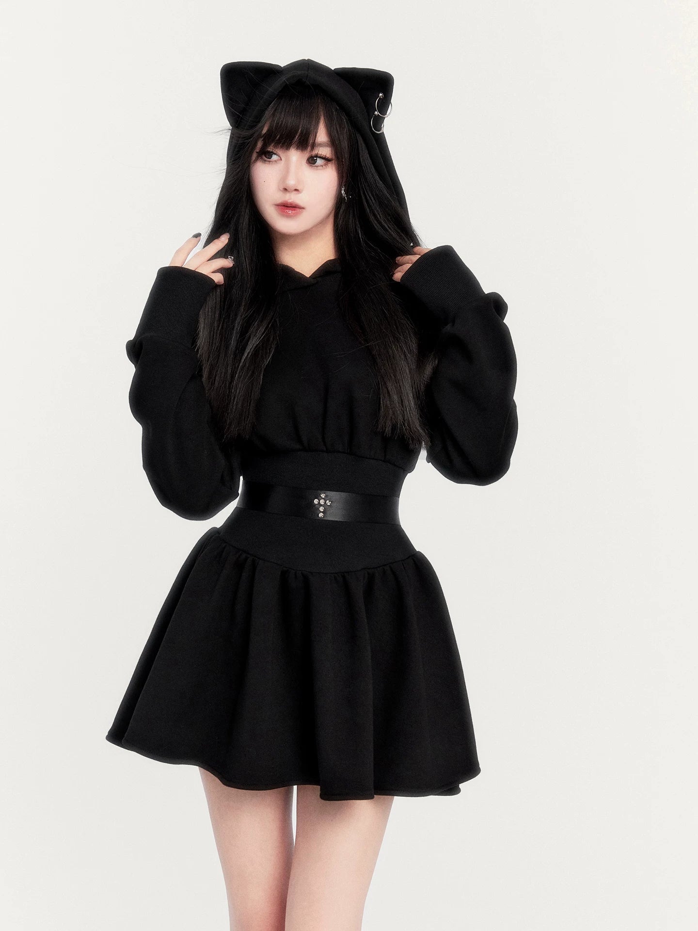 Waist-Cinching Sweatshirt Dress