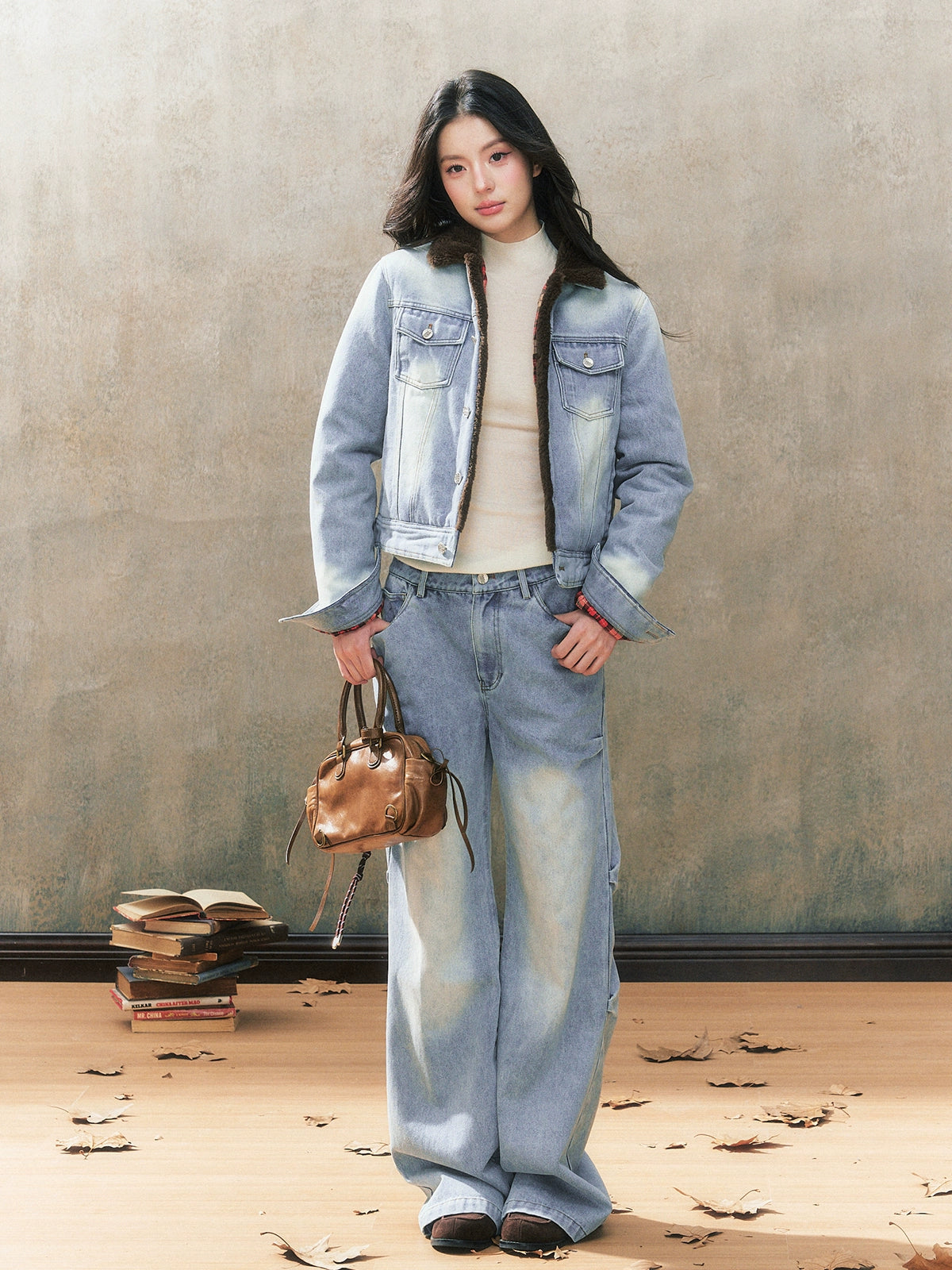 Fleece-Lined Denim Jacket Set - CHINASQUAD