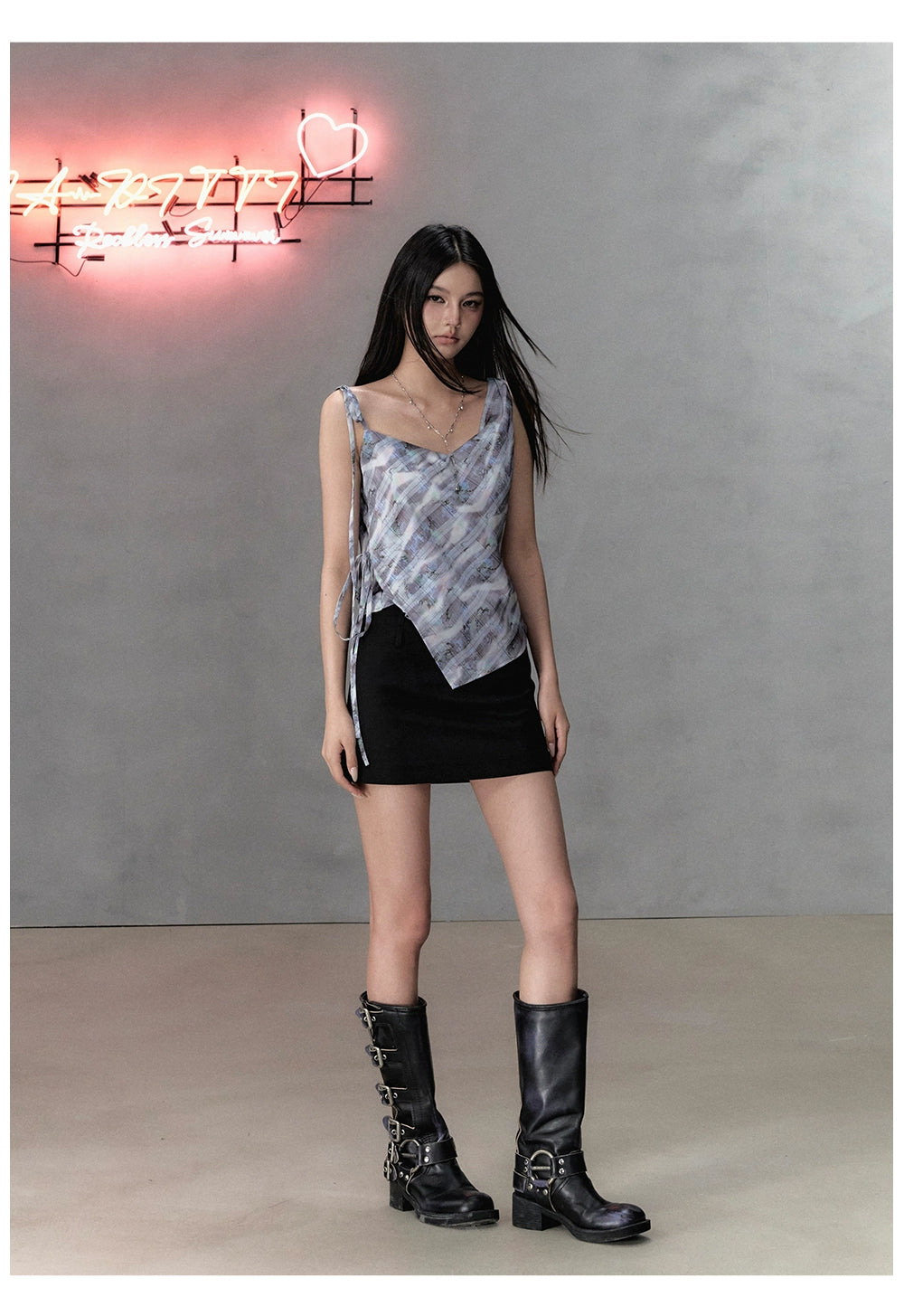 Purple Plaid Tank Top & A-line Skirt - CHINASQUAD