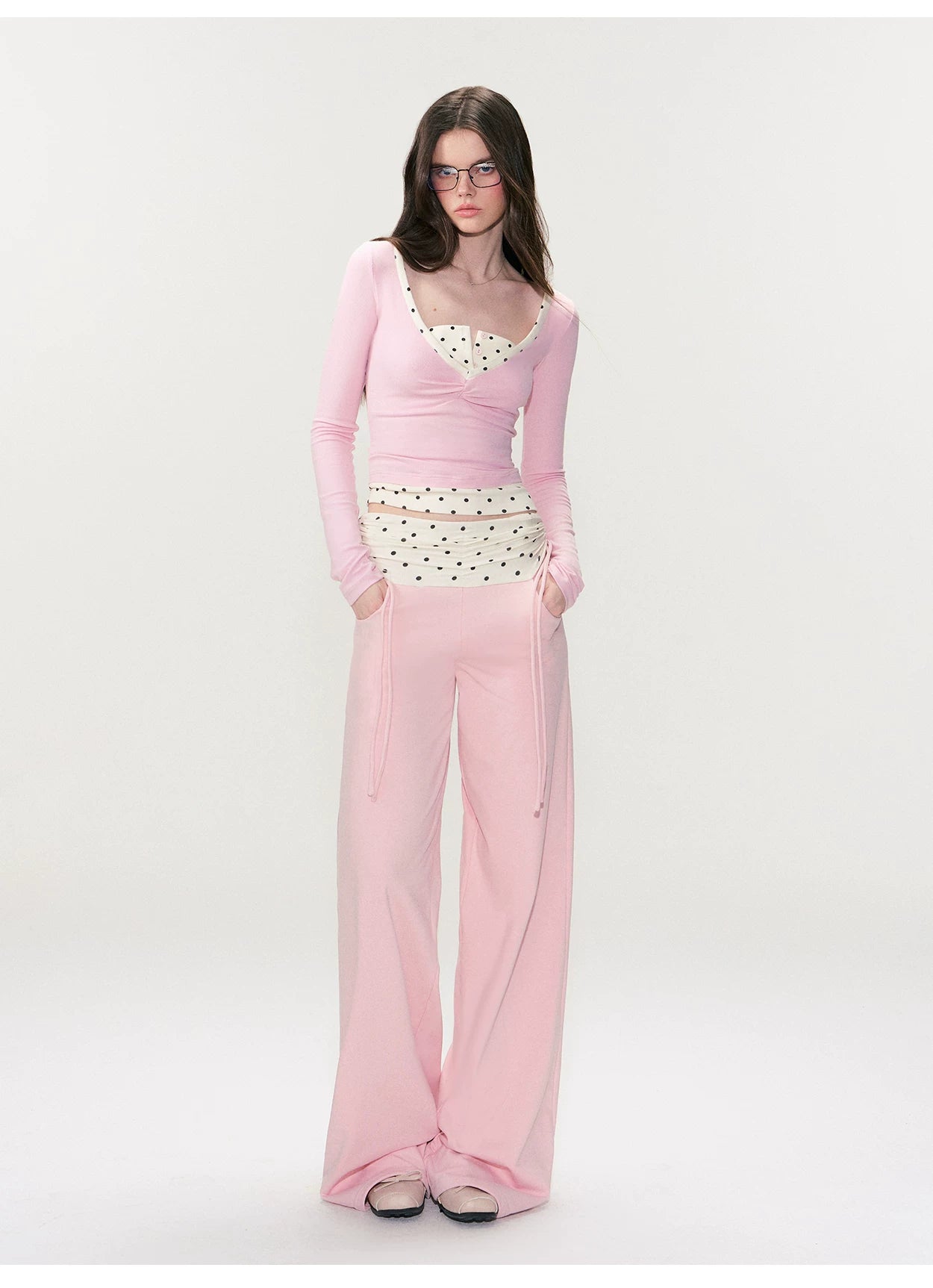 Drawstring Waist Straight-Leg Pants