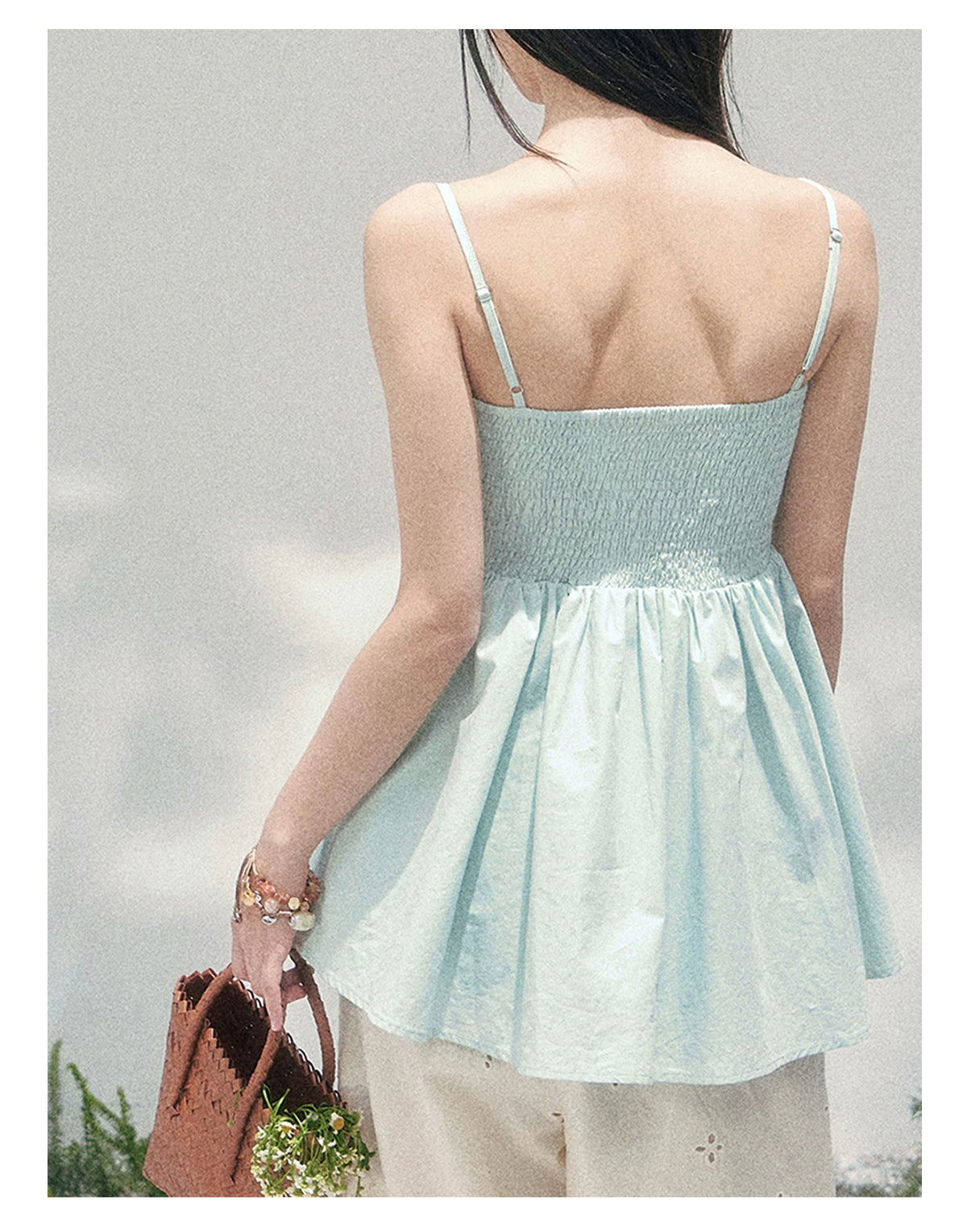 Blue Whisper Bow Camisole Top