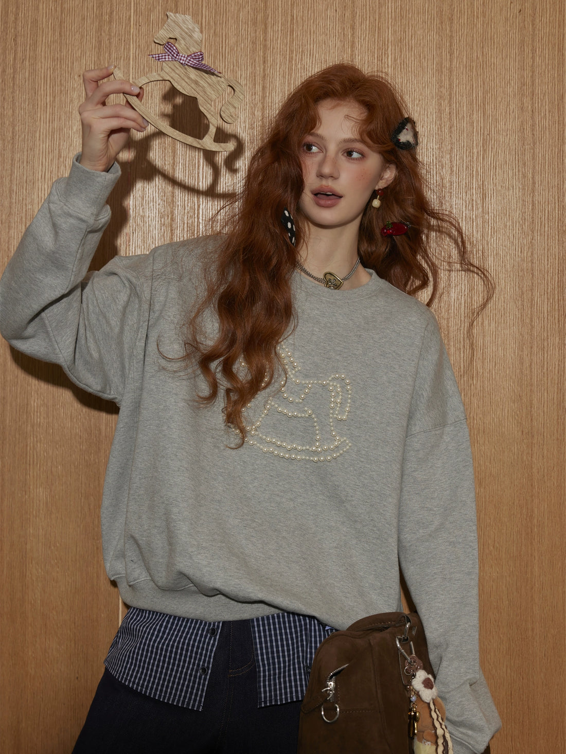 Embellished Animal Embroidery Cotton Sweatshirt - CHINASQUAD