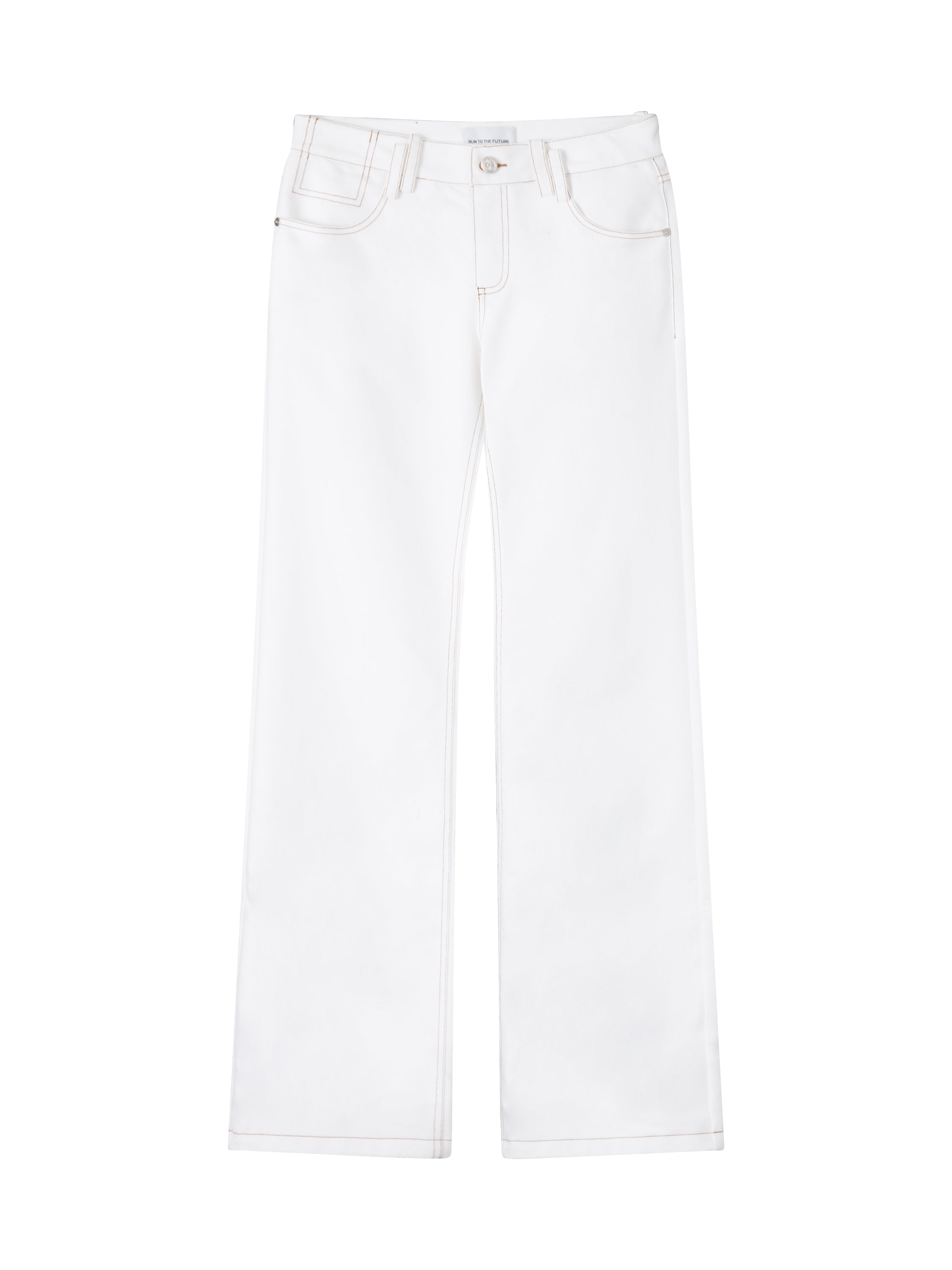 White Patchwork Leopard Print Straight-Leg Denim Pants - CHINASQUAD