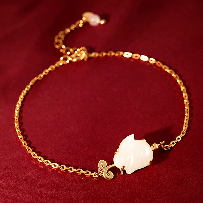Hetian Jade Little Jade Rabbit Bracelet - CHINASQUAD