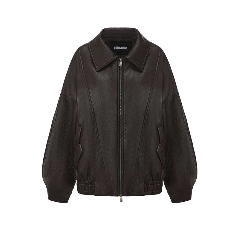 Layered Soft Leather Relaxed-Fit Jacket