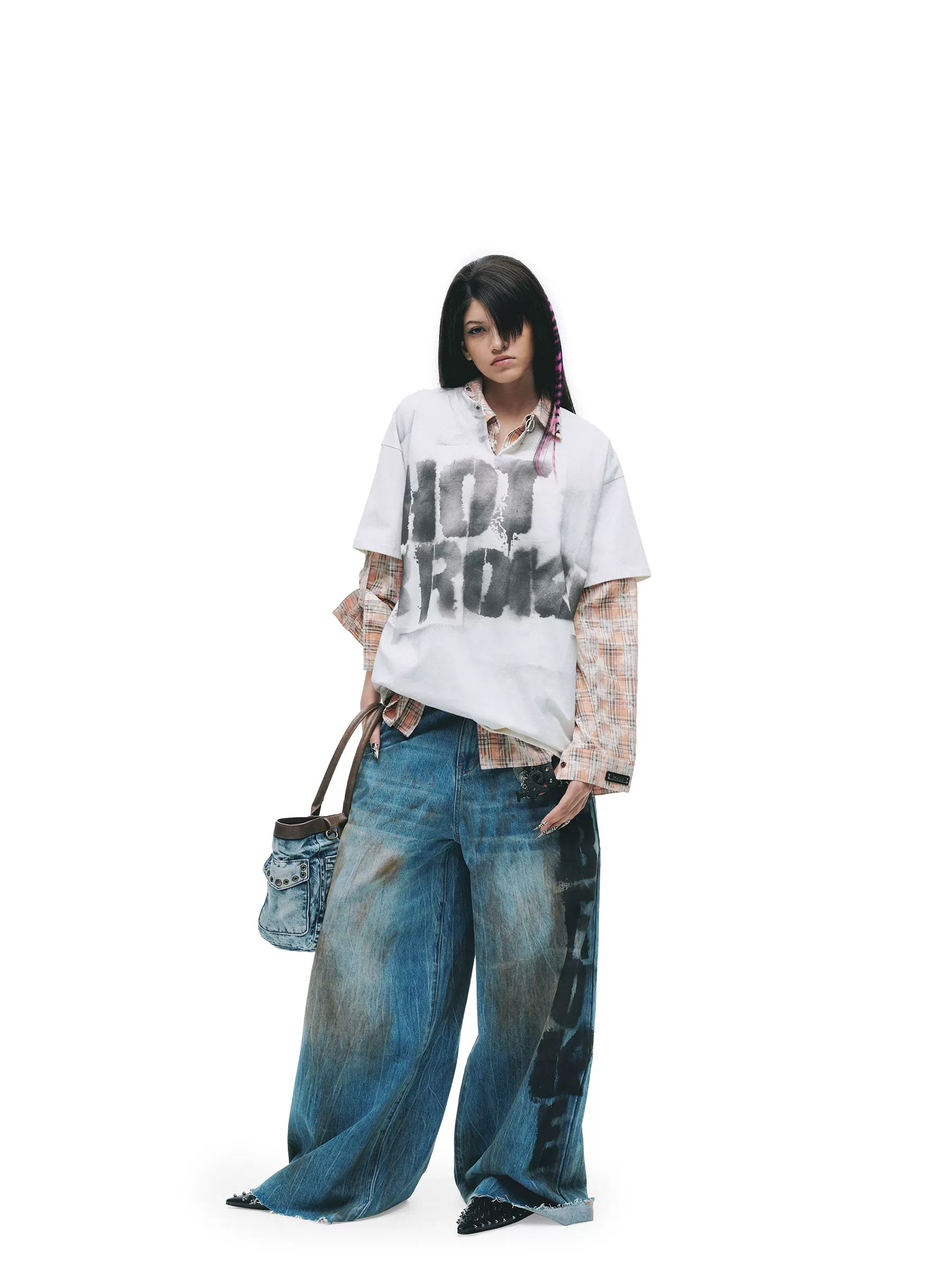 Hand-Sprayed Graffiti Distressed Oversized T-Shirt