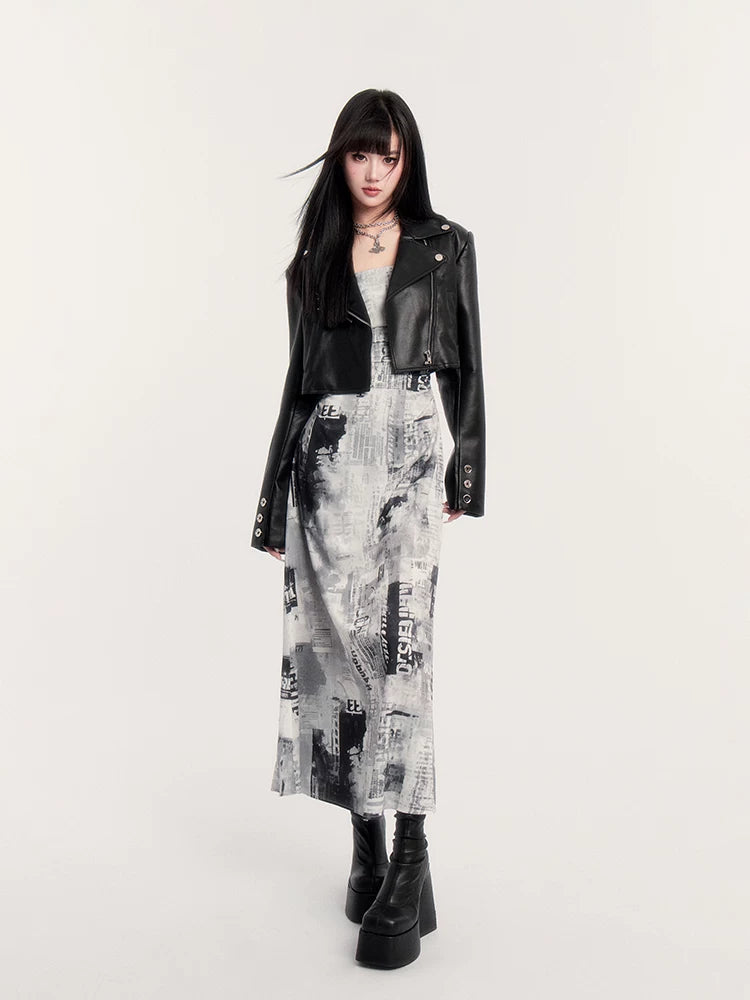 Graphic Camisole Slim-Fit Maxi Dress