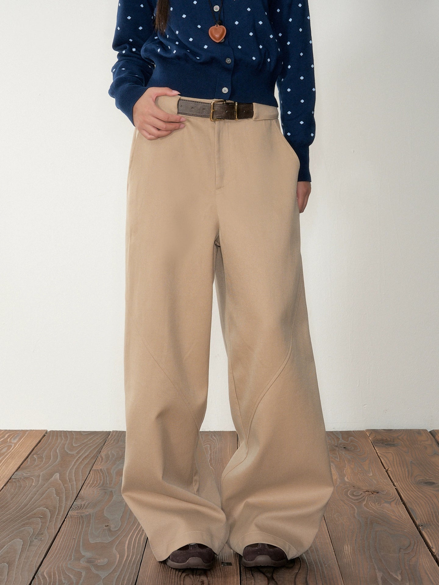 Khaki Retro Lazy Wide-leg Trousers - CHINASQUAD