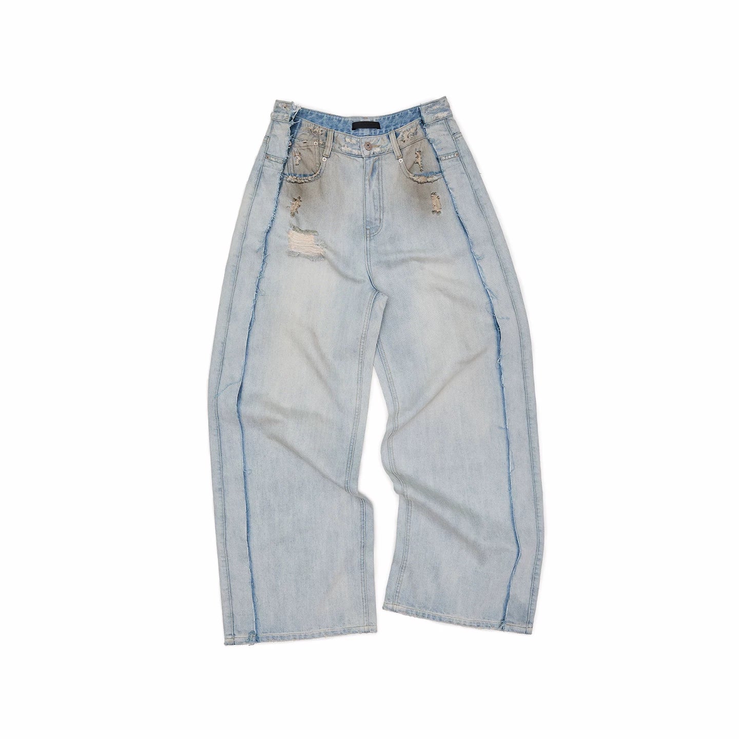 Vintage Mud-Wash Embroidered Barrel-Leg Jeans CHINASQUAD