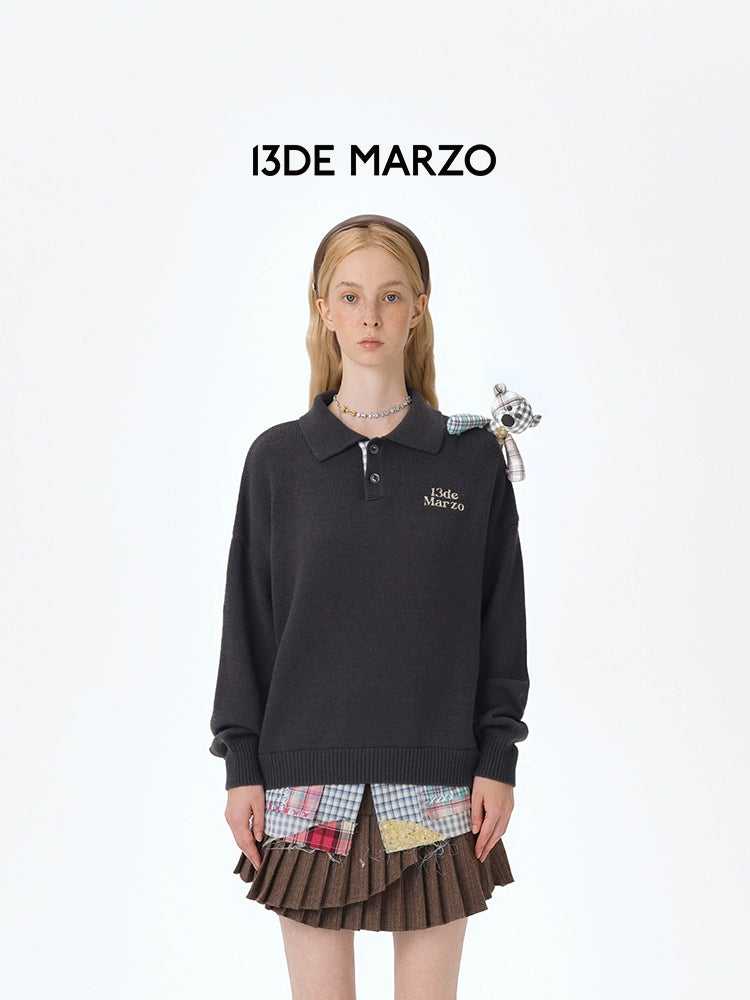 Plaid Bear Polo Sweater - CHINASQUAD