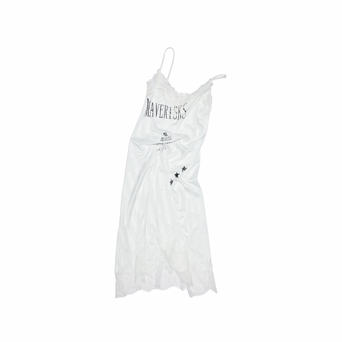 Letter-printed Spliced Lace Camisole Dress