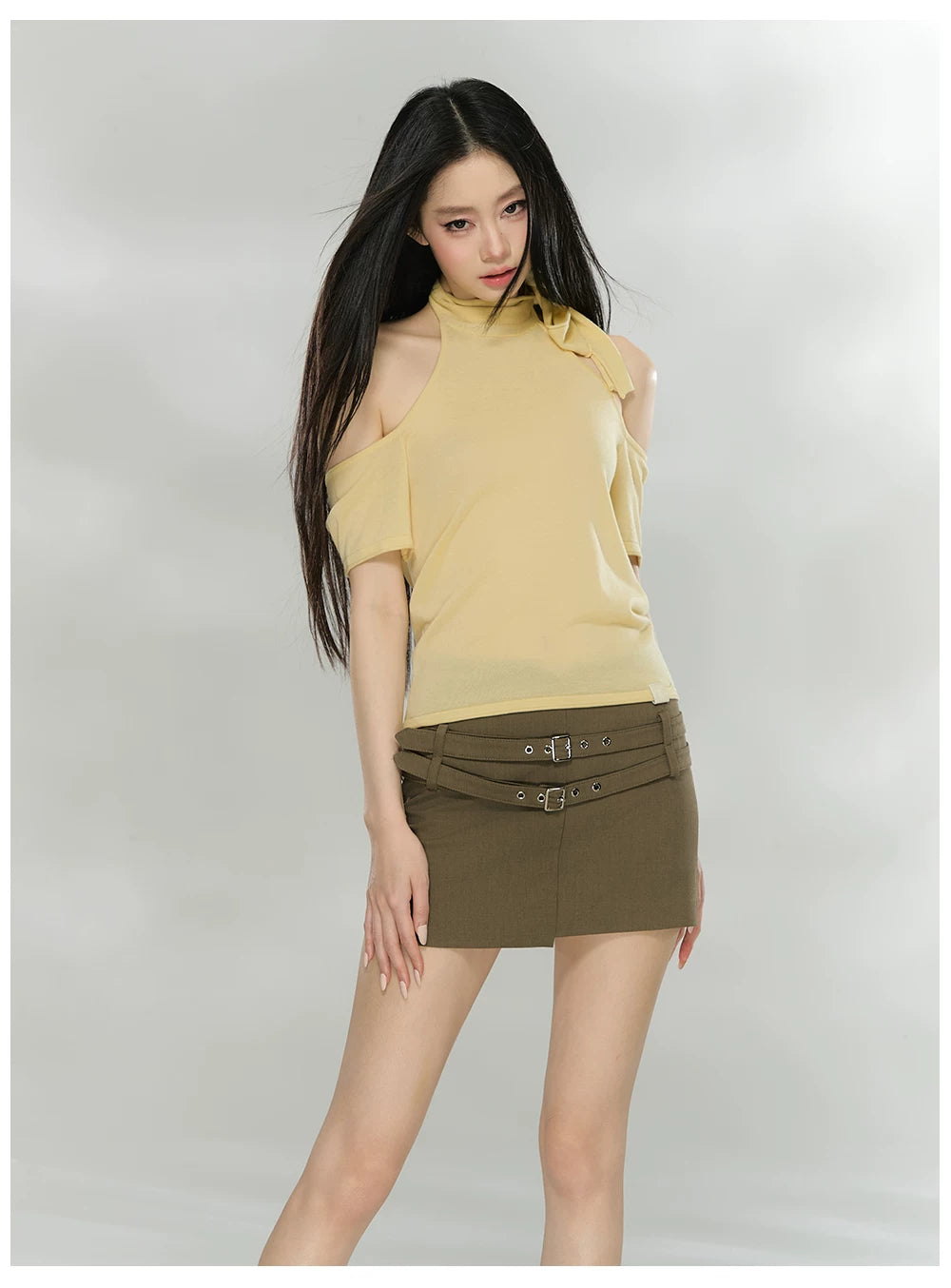 Asymmetric Tailored Mini Skirt