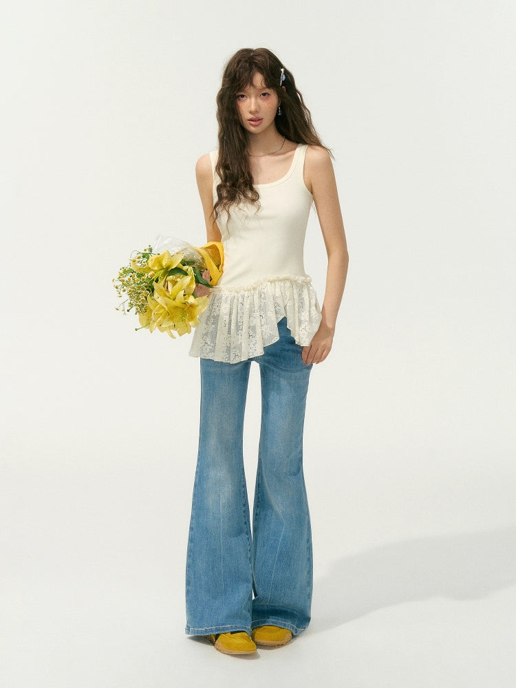 Lace-Edge Irregular Patchwork Vest