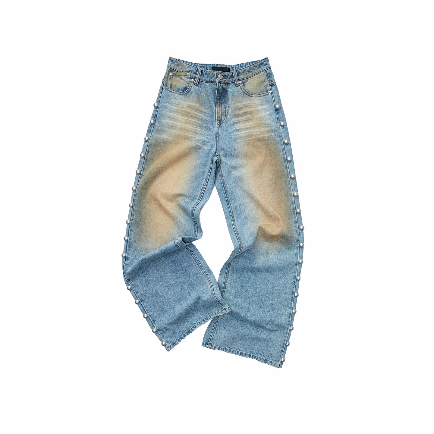 Riveted Vintage Washed Straight-Leg Jeans - CHINASQUAD