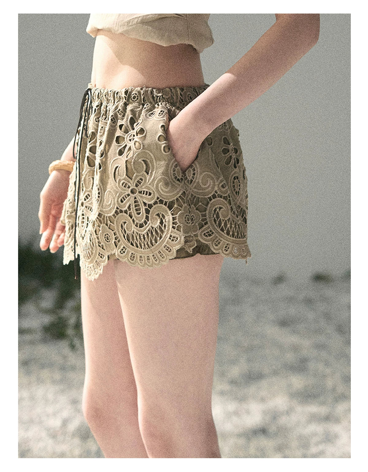 “Lost in Your Embrace” French Floral Cutwork Bubble Mini Skirt