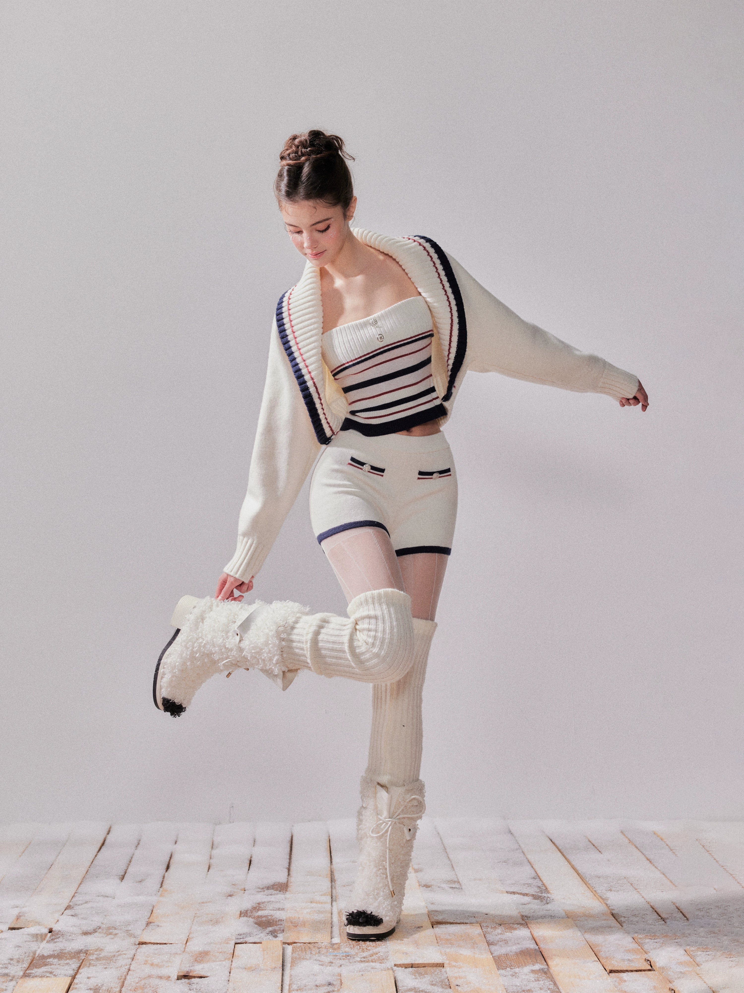 London Stroll Striped Knit Cardigan & Pants Set