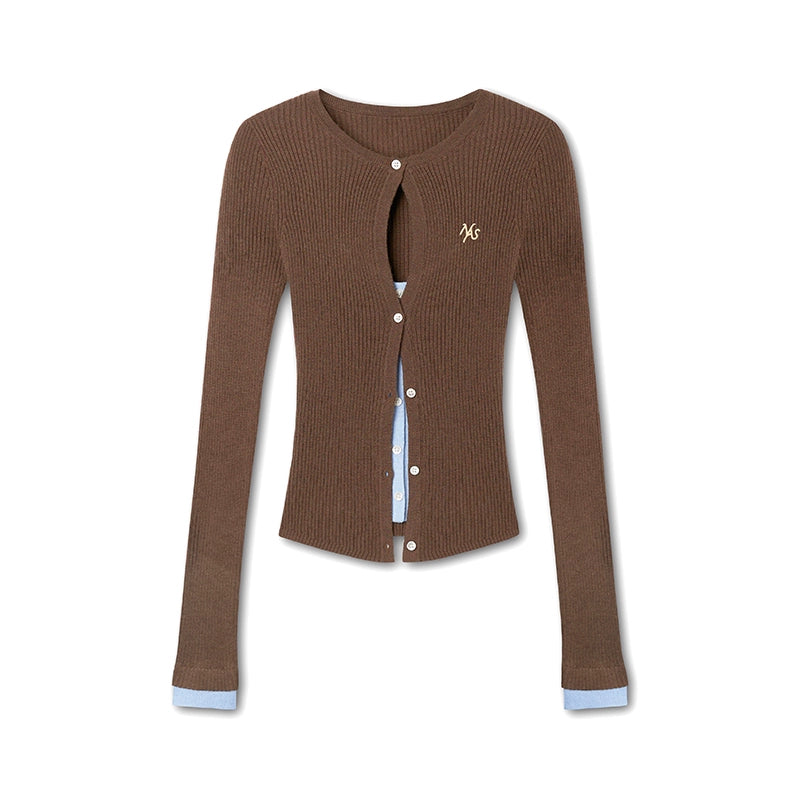 Fake Two-Piece Perth Knit Cardigan - CHINASQUAD