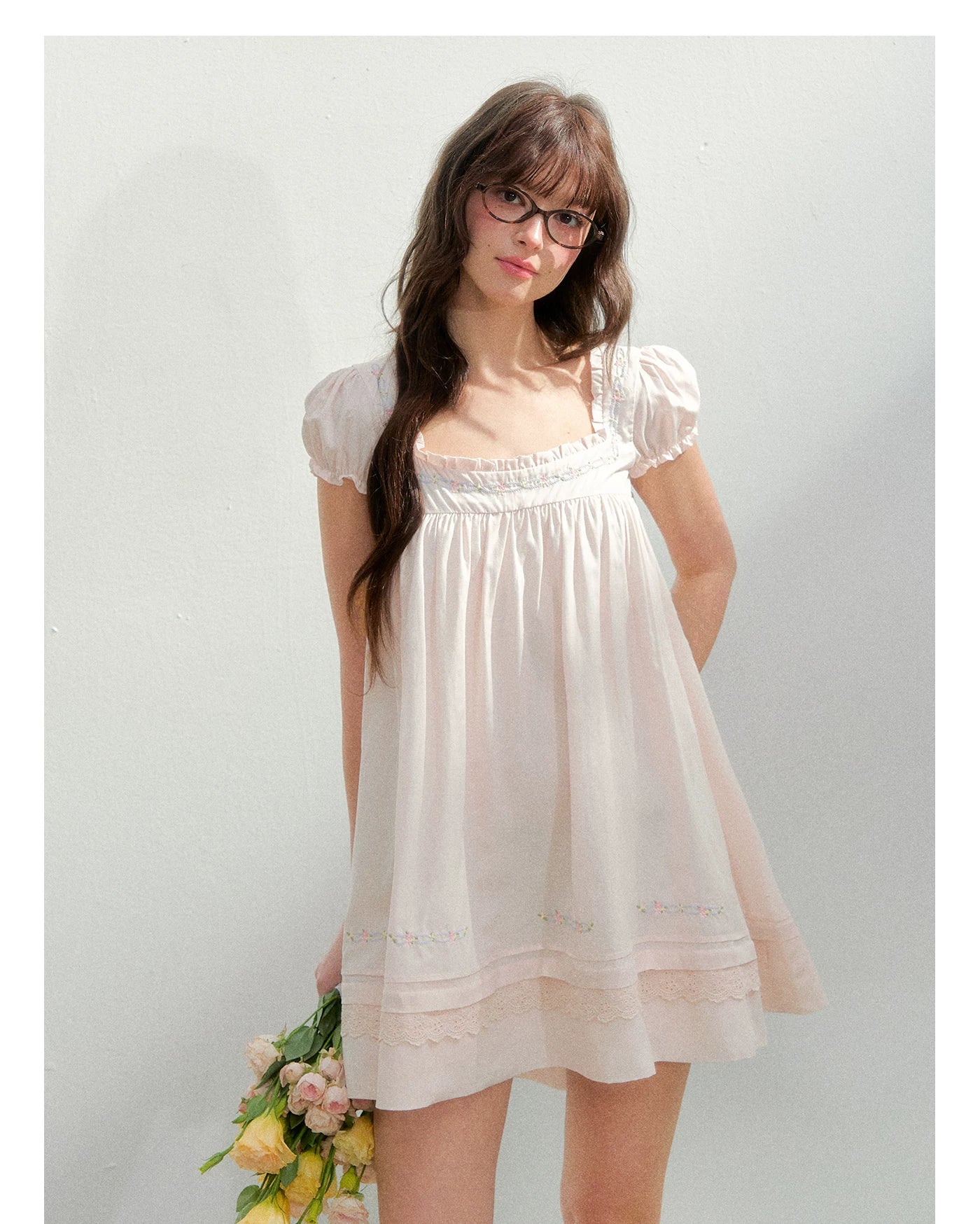 Embroidered Lace Patchwork Babydoll Dress