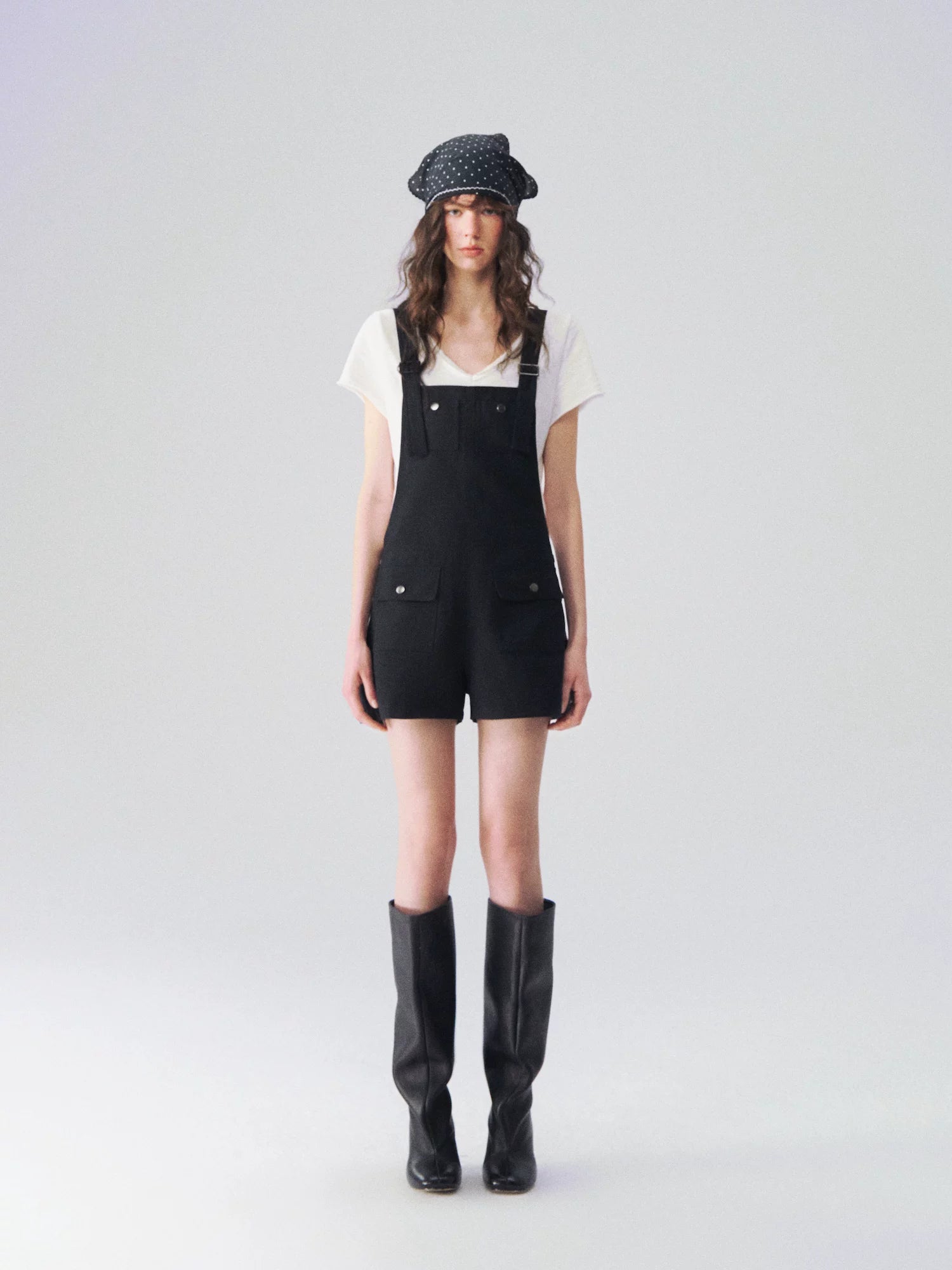 Linen Blend Utility Suspender Shorts