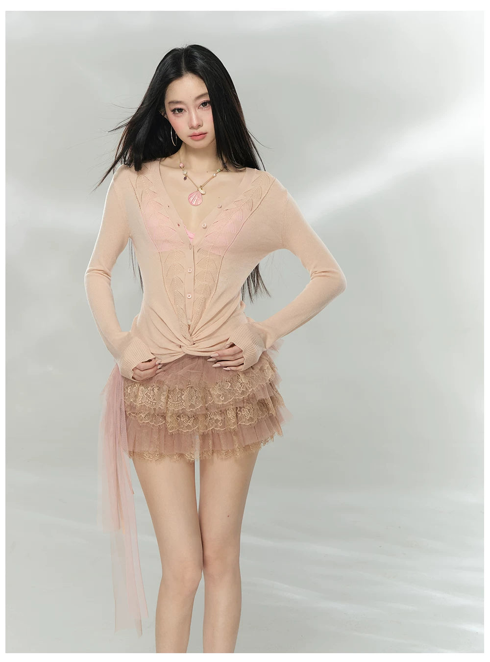 Reversible V-Neck Acetate Wool Knit T-Shirts