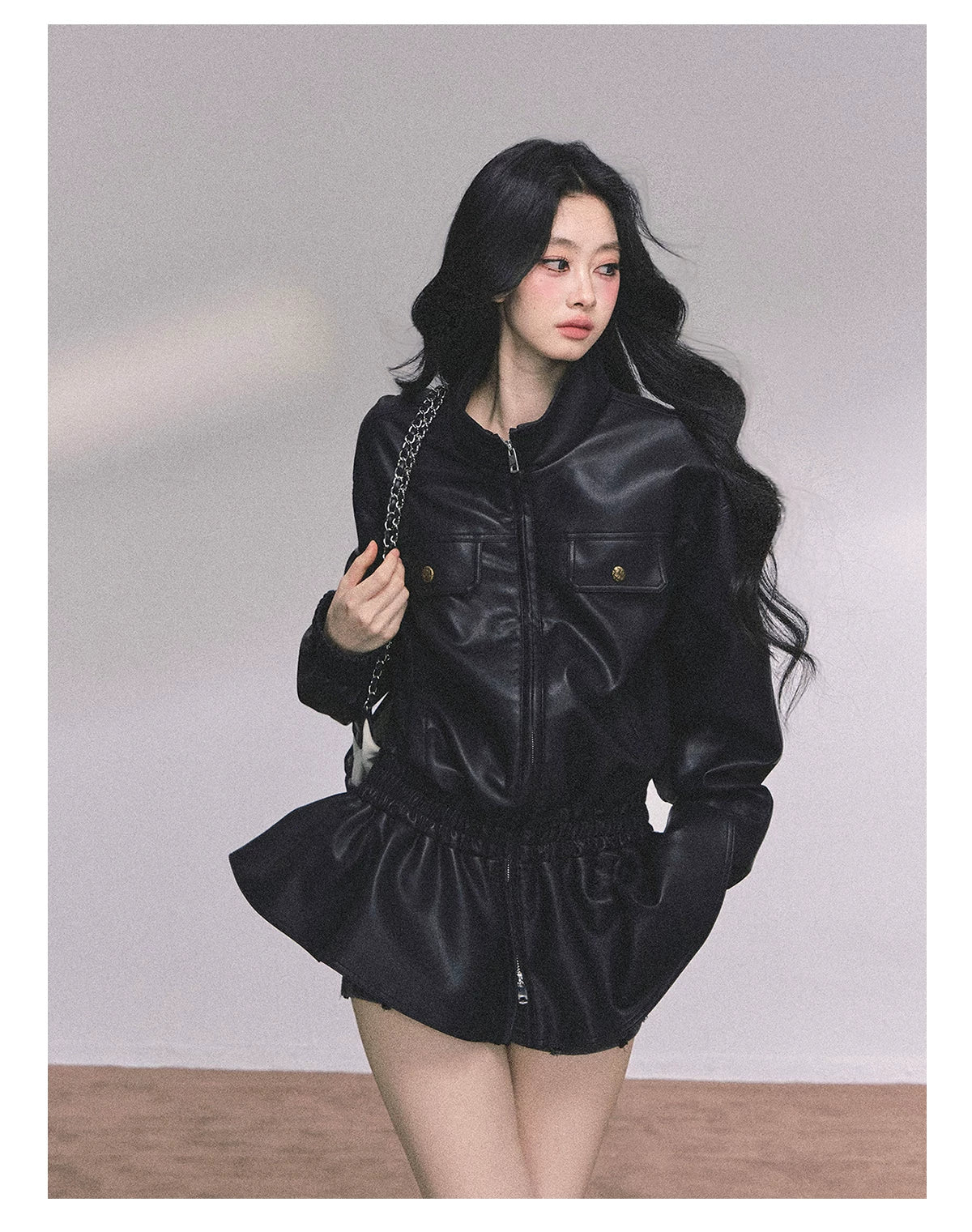 Desert Edge PU Leather Stand-Collar Jacket