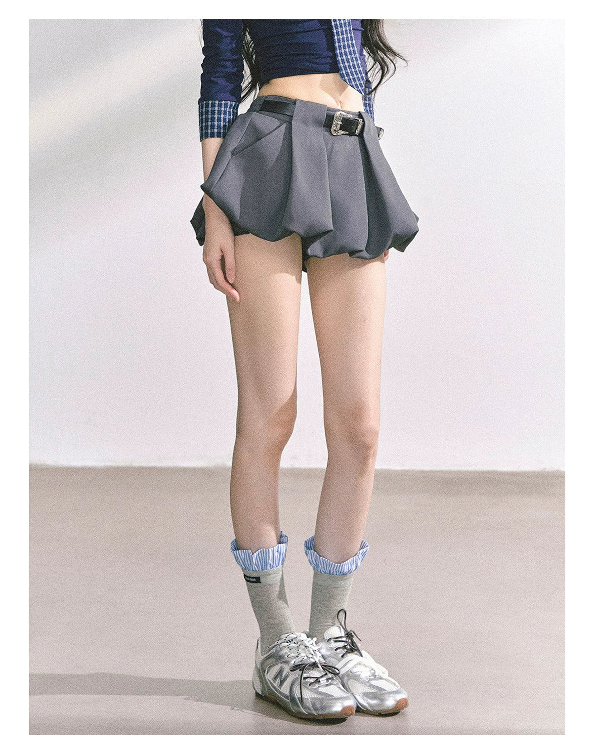 American-Style High-Waist Bubble Mini Skirt