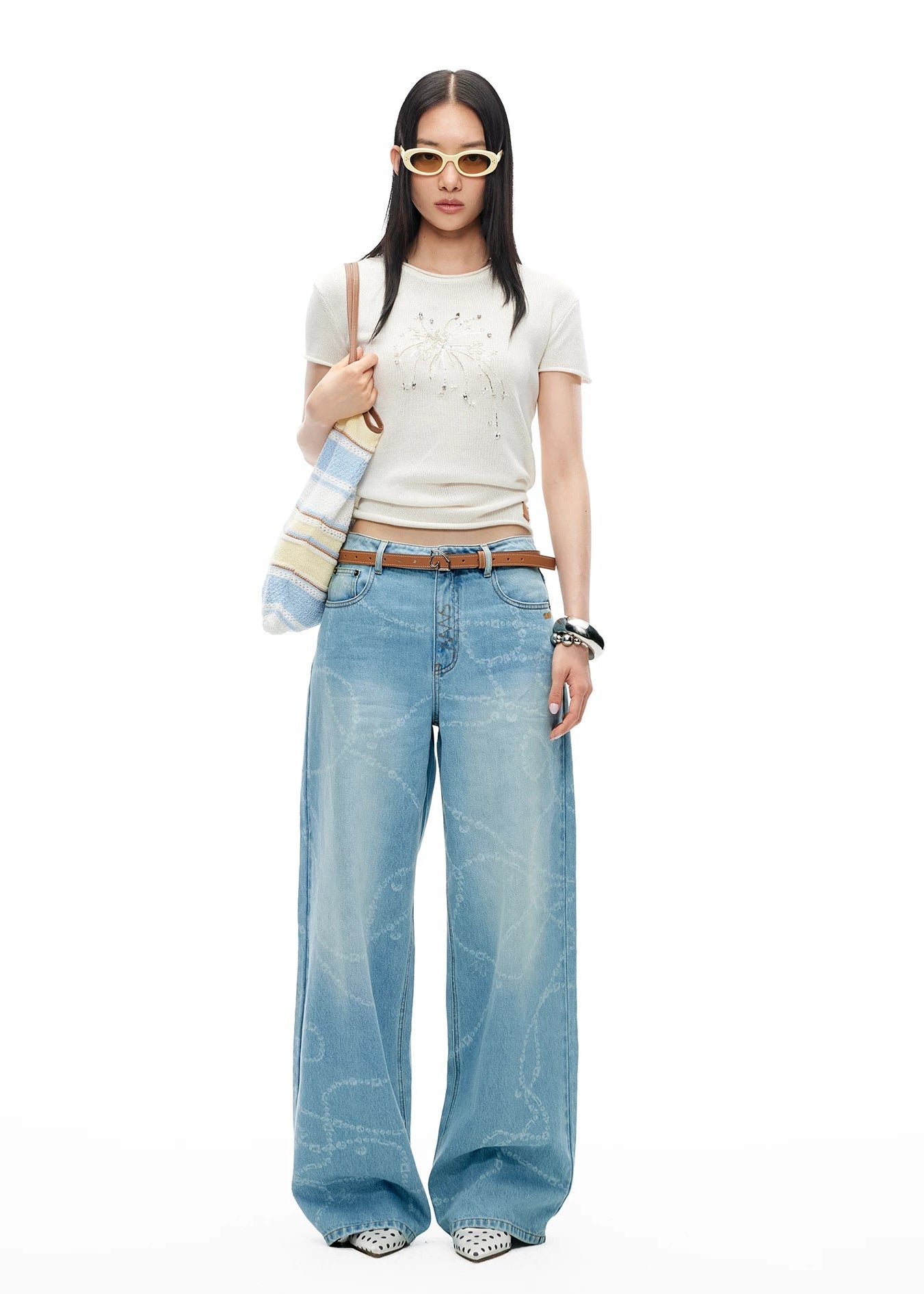 Firework Embroidered Silk Linen Tee