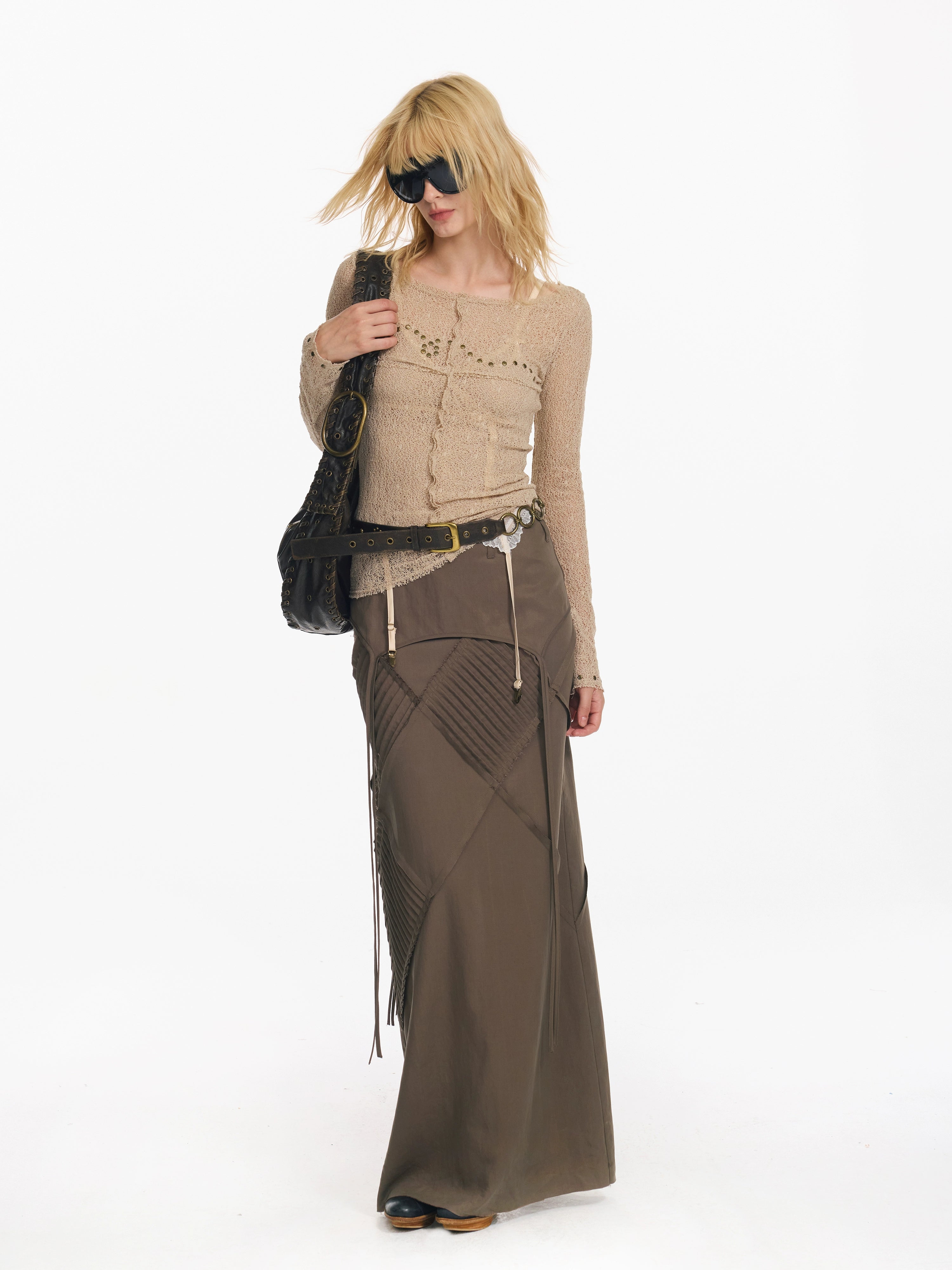 Retro Diamond Strap Low Waist Skirt