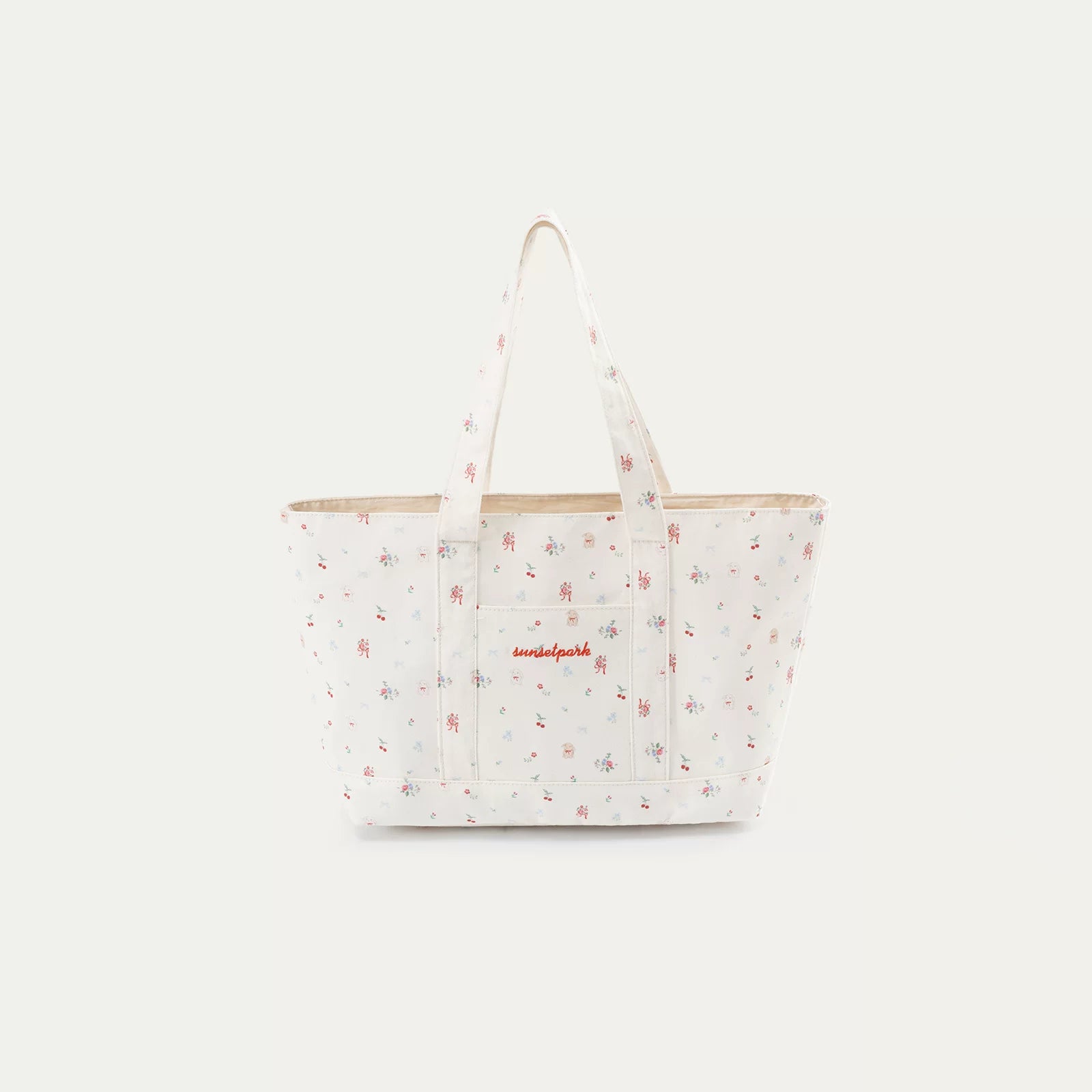 Vintage Hand-Drawn Floral Canvas Tote Bag
