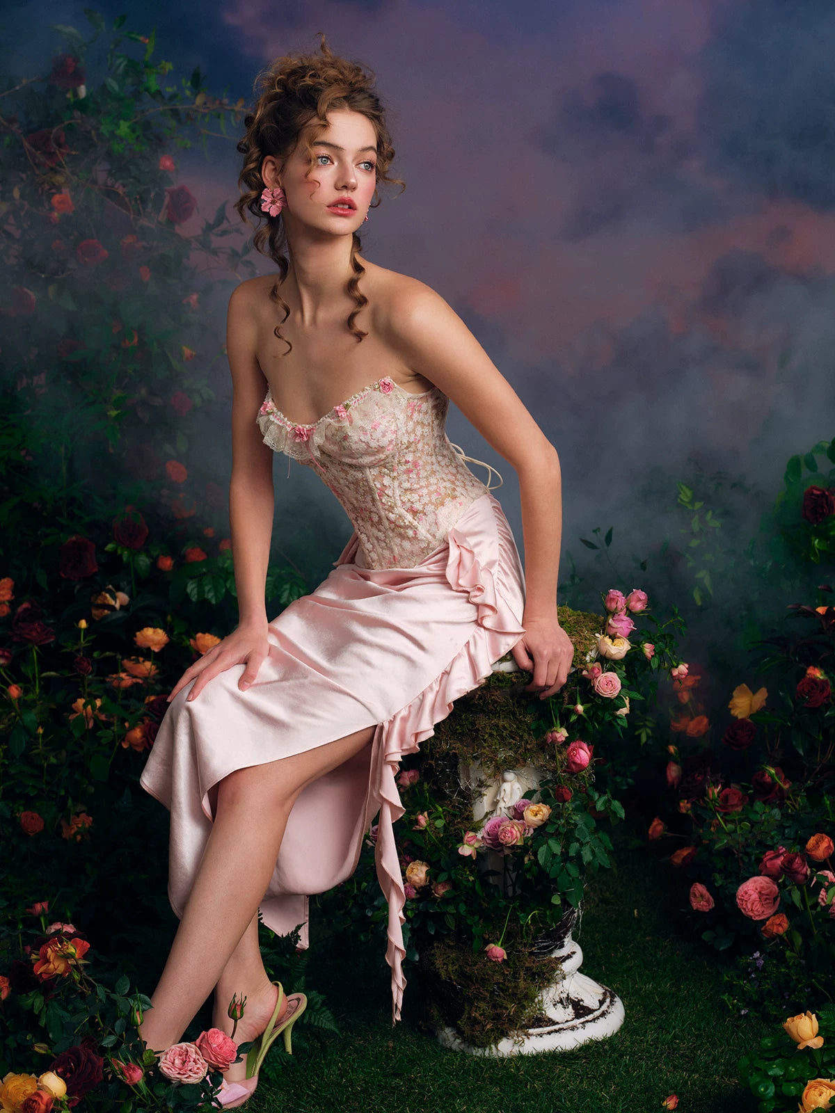 French Couture Lace Bustier & Skirt Set