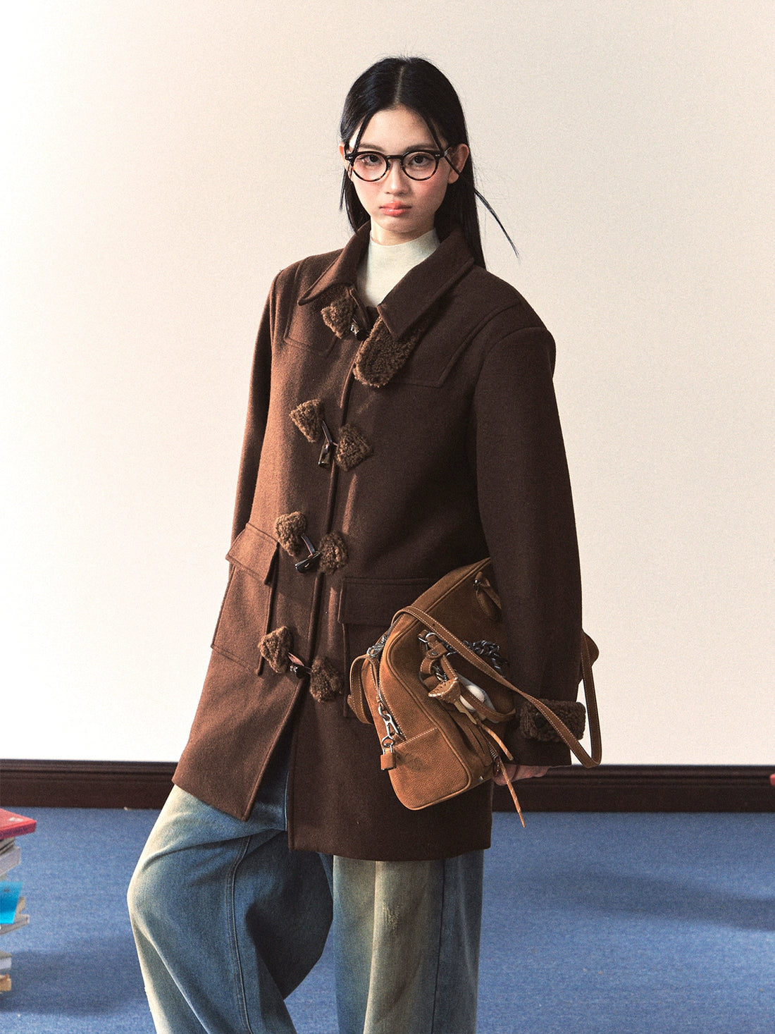 Brown Toggle Wool Coat - CHINASQUAD