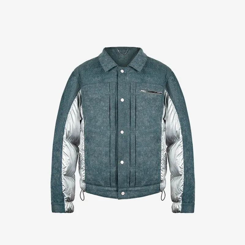 Denim Spliced Down Cotton Jacket - CHINASQUAD