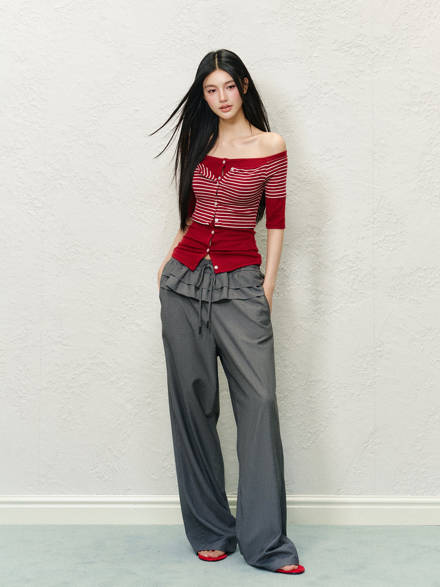 Lace Spliced Fake Two-Piece Pants - CHINASQUAD