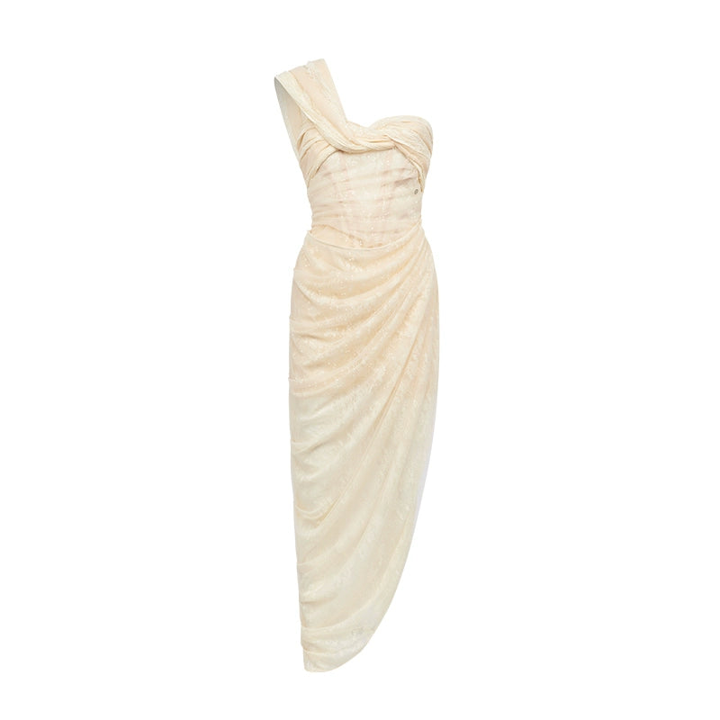 Lillian Lace Chiffon Mesh Knot Dress - CHINASQUAD