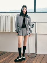 Silhouette Flight Jacket with Plaid Skirt Set - CHINASQUAD