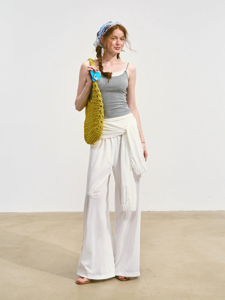 Tie-Waist Flowy Linen Wide-Leg Pants - CHINASQUAD