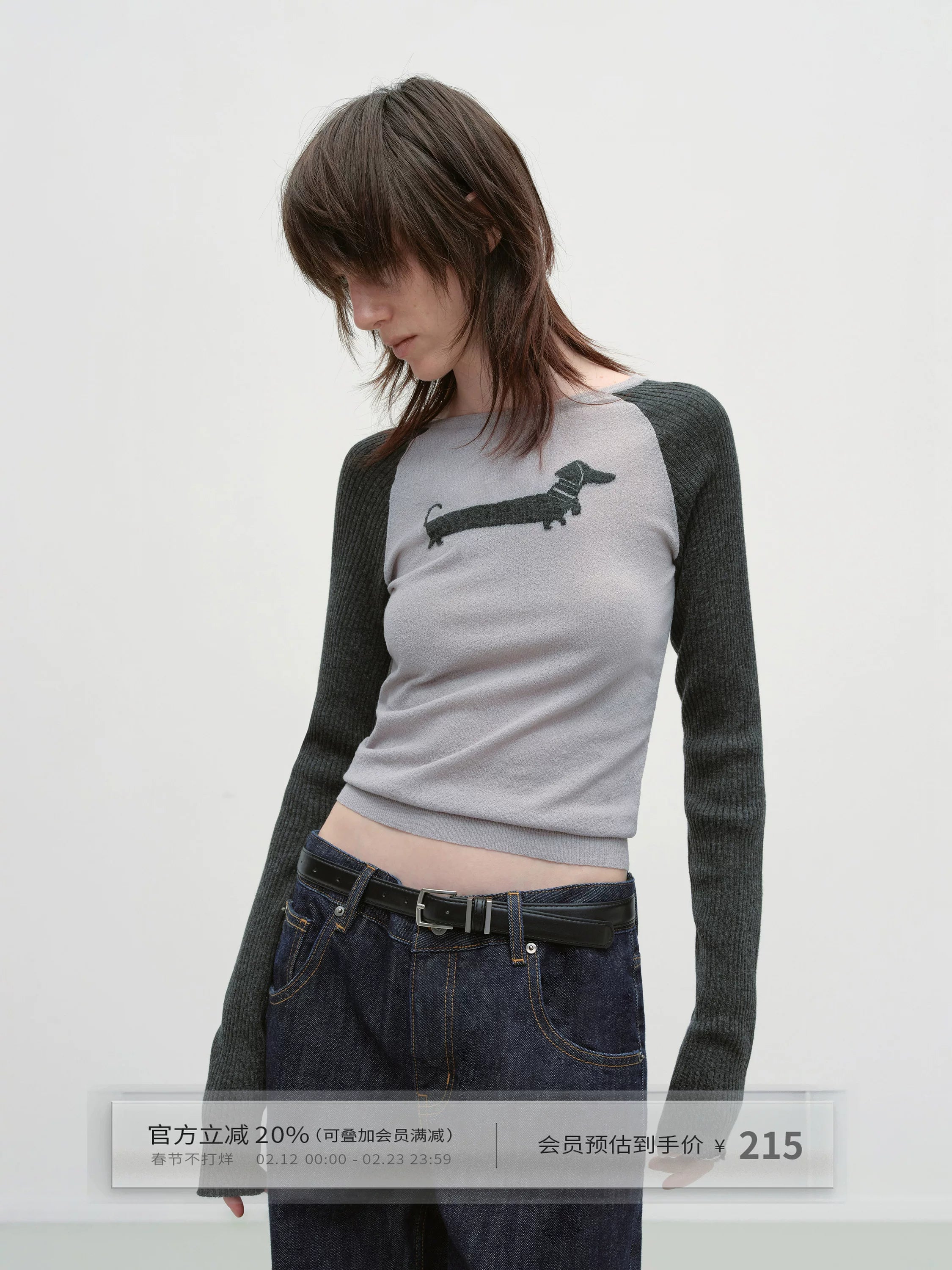 Dachshund Raglan Long-Sleeve Knit T-Shirt