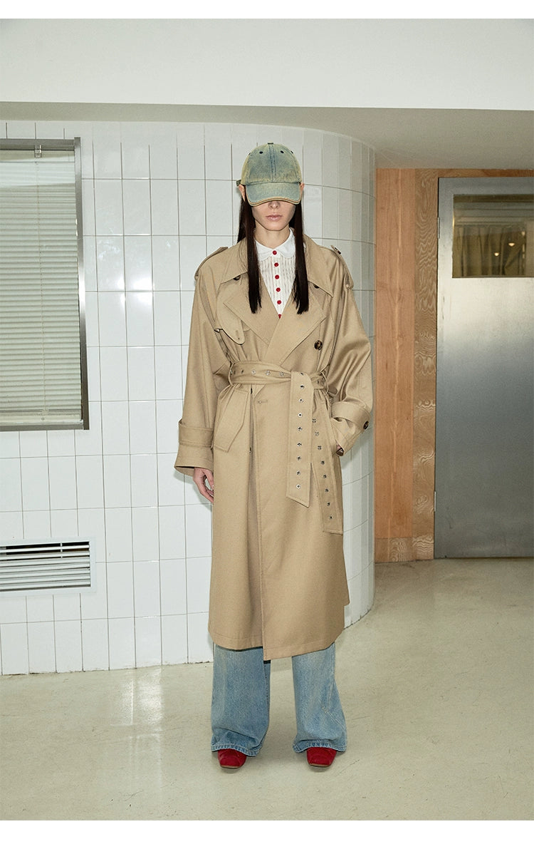 Khaki Double-Breasted Coat - CHINASQUAD