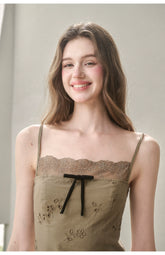 Cotton Embroidered Lace Slip Dress - CHINASQUAD