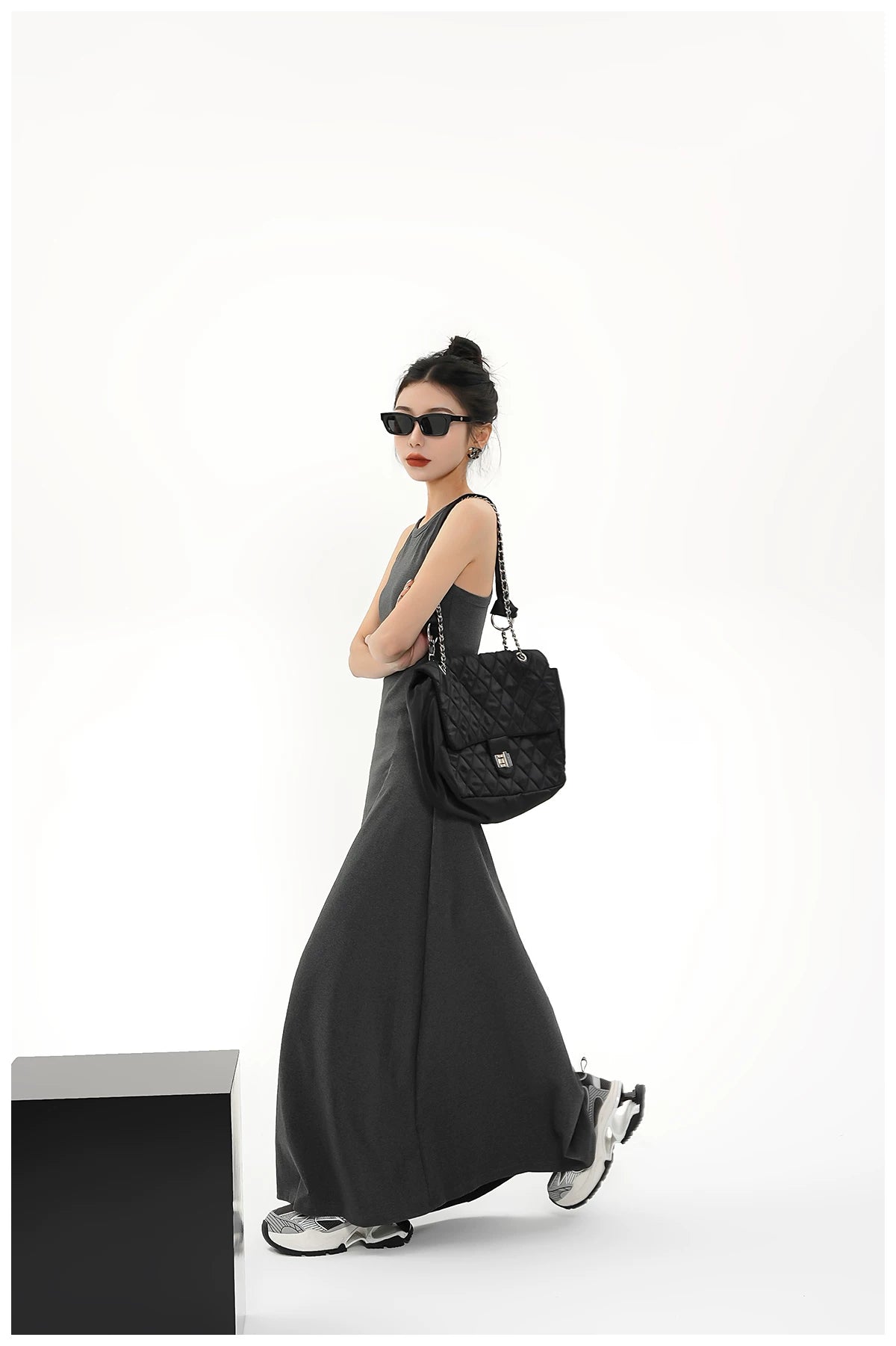 Built-In Bra Stretch Maxi Slip Dress