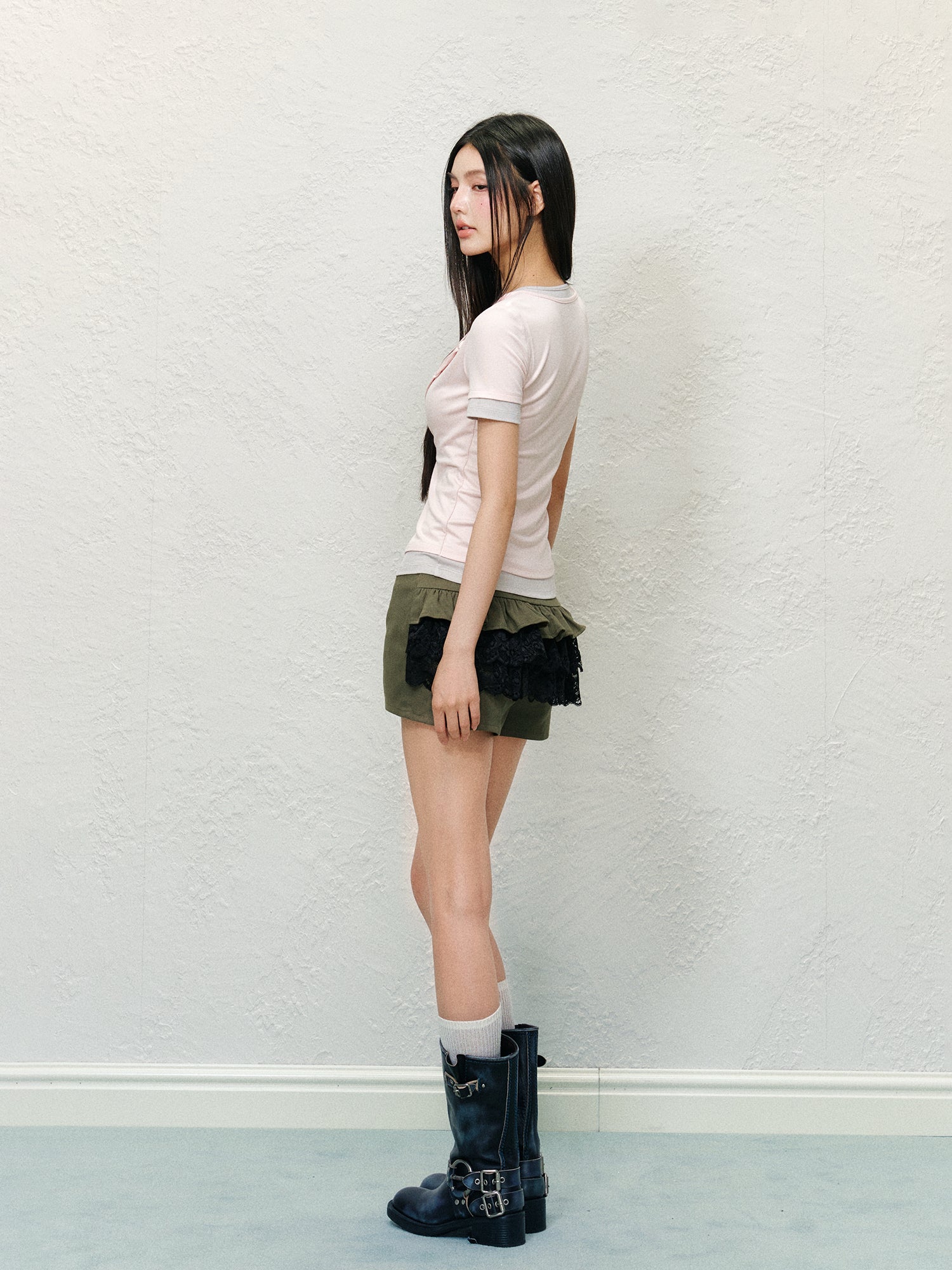 Color-block Lace Cake Skirt - CHINASQUAD