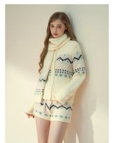 Fair Isle Knit Cardigan & Shorts & Scarf - CHINASQUAD