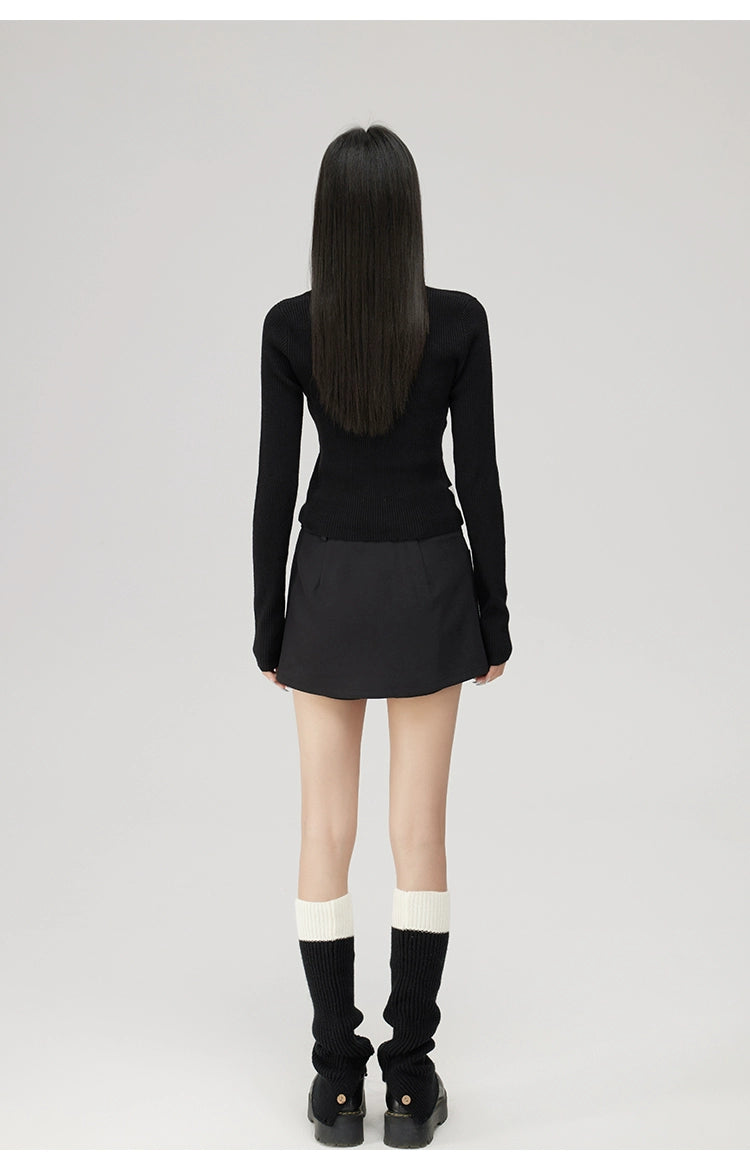 Fake Two Piece Knit Halter Blouse - CHINASQUAD