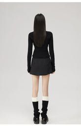 Fake Two Piece Knit Halter Blouse - CHINASQUAD