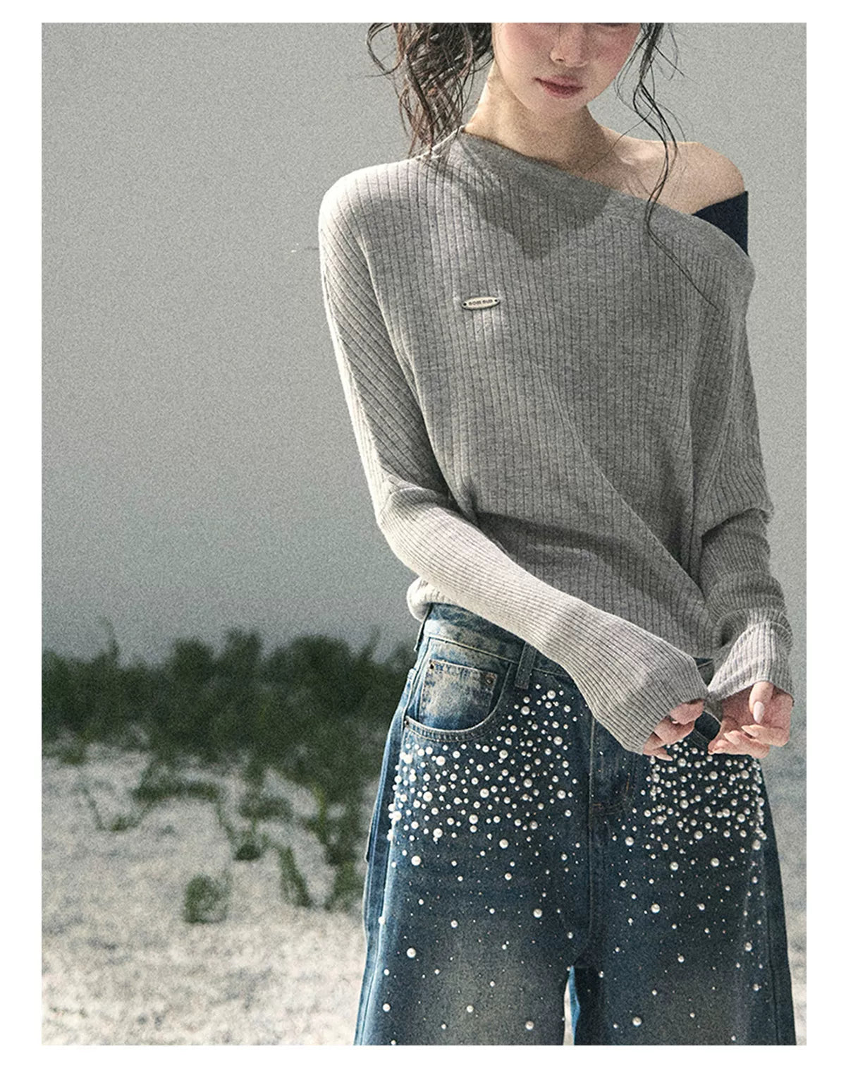 Ash Memories Off-Shoulder Knit Top