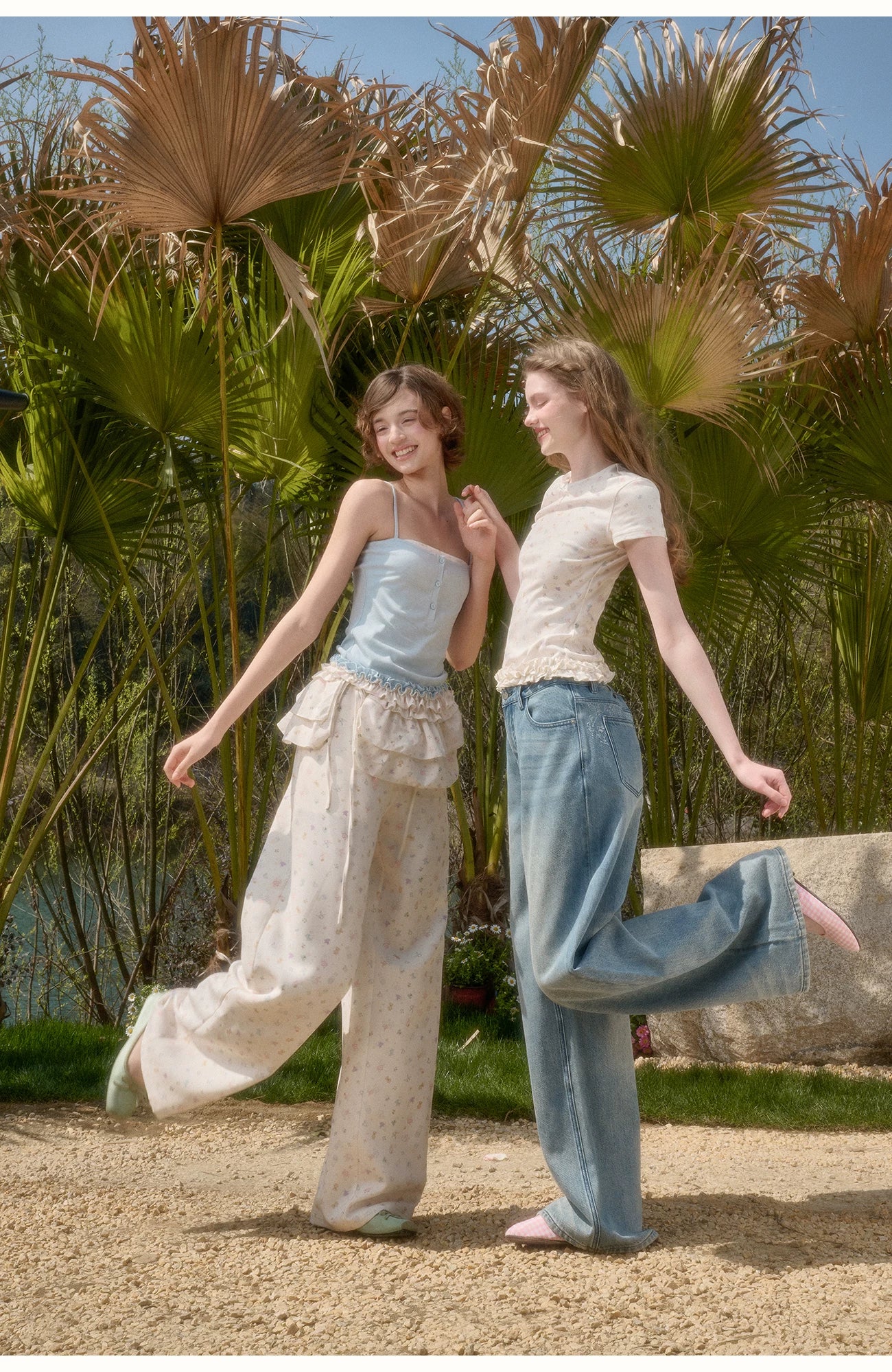 Little Bunny Printed Relaxed Wide-Leg Pants