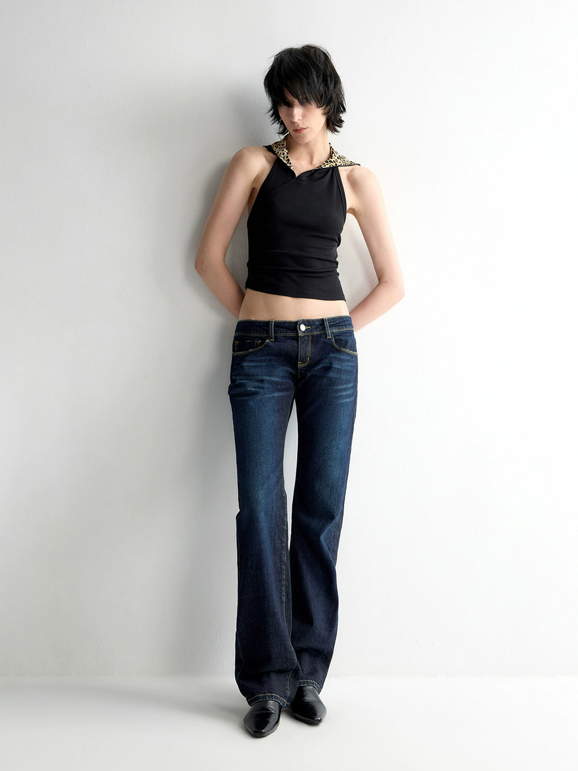 Washed Ultra Low Waist Straight Leg Jeans - CHINASQUAD