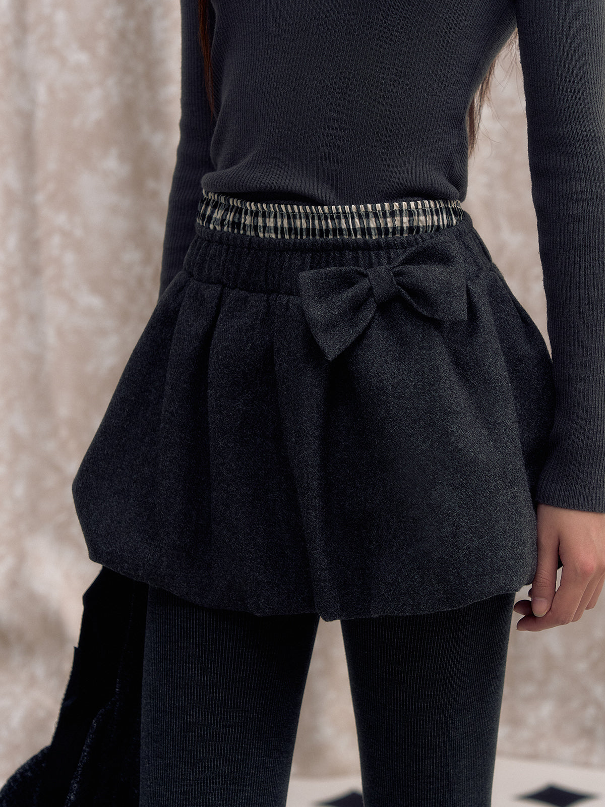 Double Waistband Bow-knot Peplum Skirt - CHINASQUAD